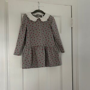 Janie and Jack Gray Dress with Red Hearts